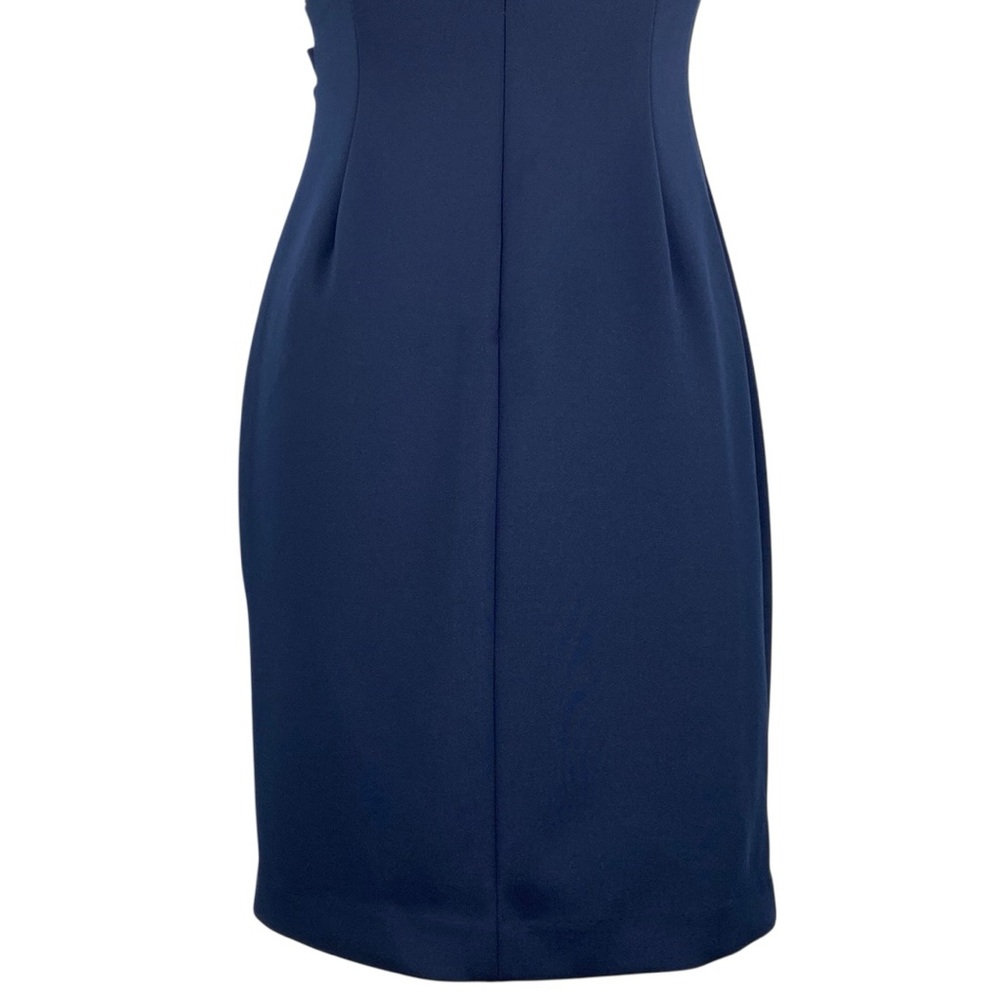 Calvin Klein Navy Blue Side Pleated Classic Sleeveless Midi BodyCon Sheath Dress - Picture 11 of 16